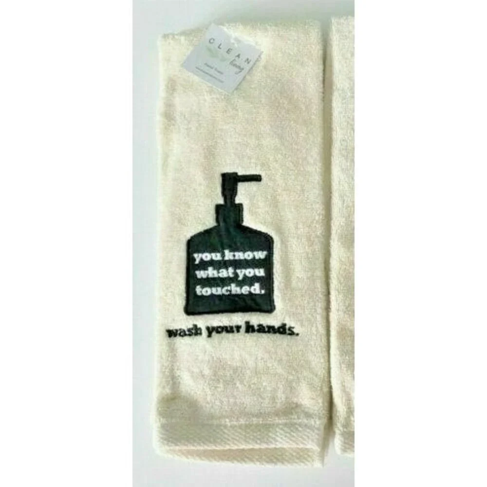 Avanti Hand Towel Wash Your Hands Embroidered Guestroom Bathroom Ivory Bath